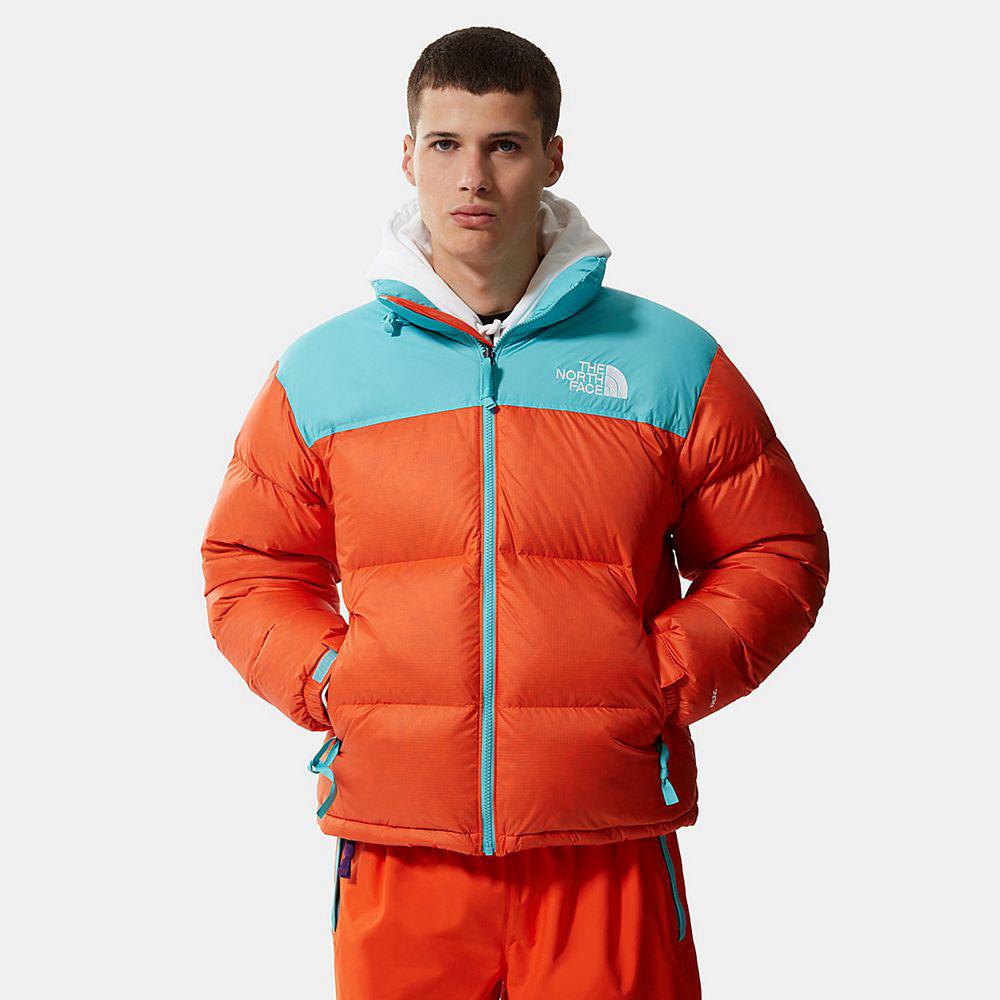 The North Face 1996 Retro Packable Ανδρικα Μπουφάν Nuptse - Κοκκινα Πορτοκαλι / Μπλε (WDRN16380)
